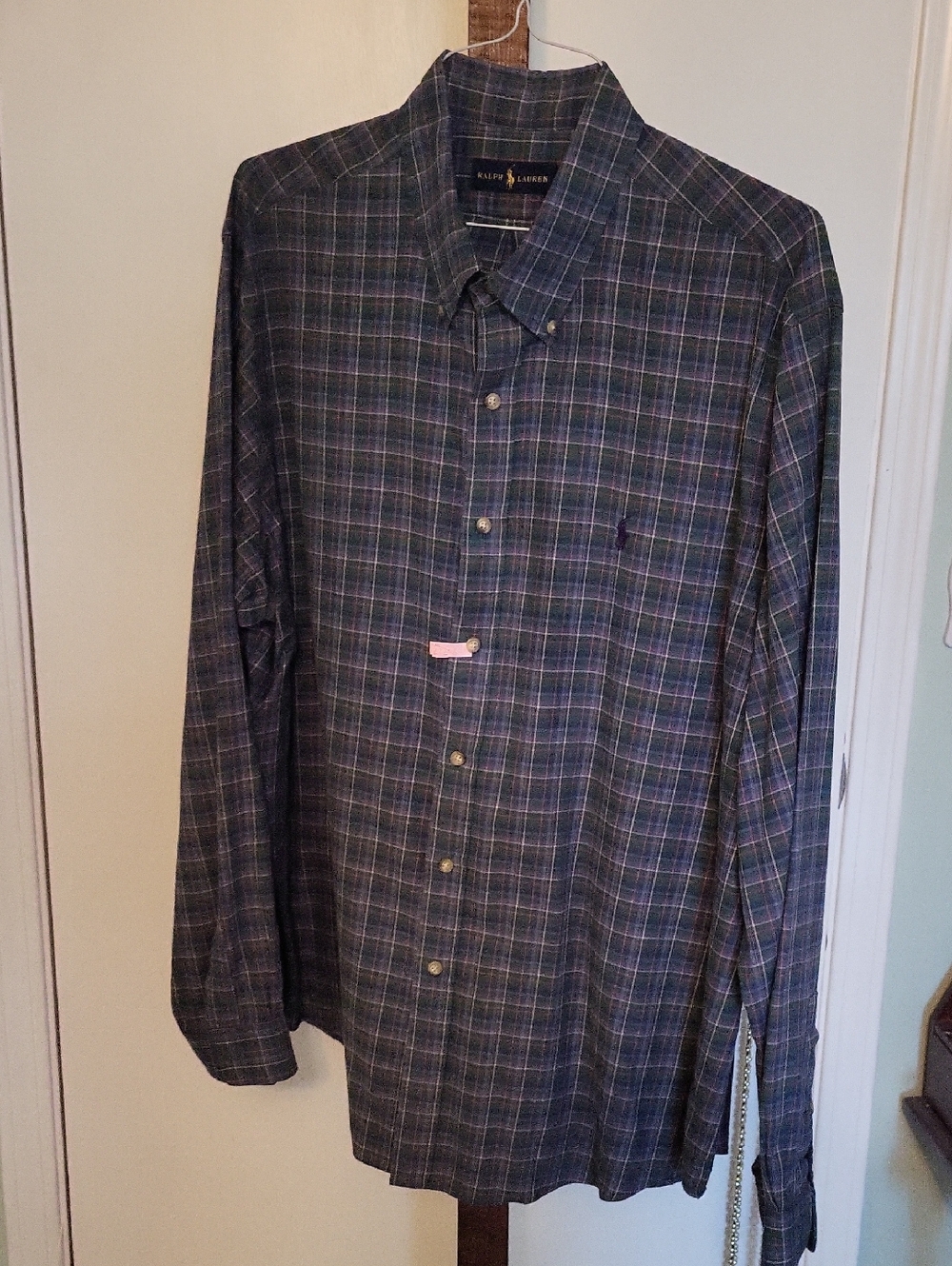 Ralph Lauren Dark Navy and Green Plaid Button-Down Shirt